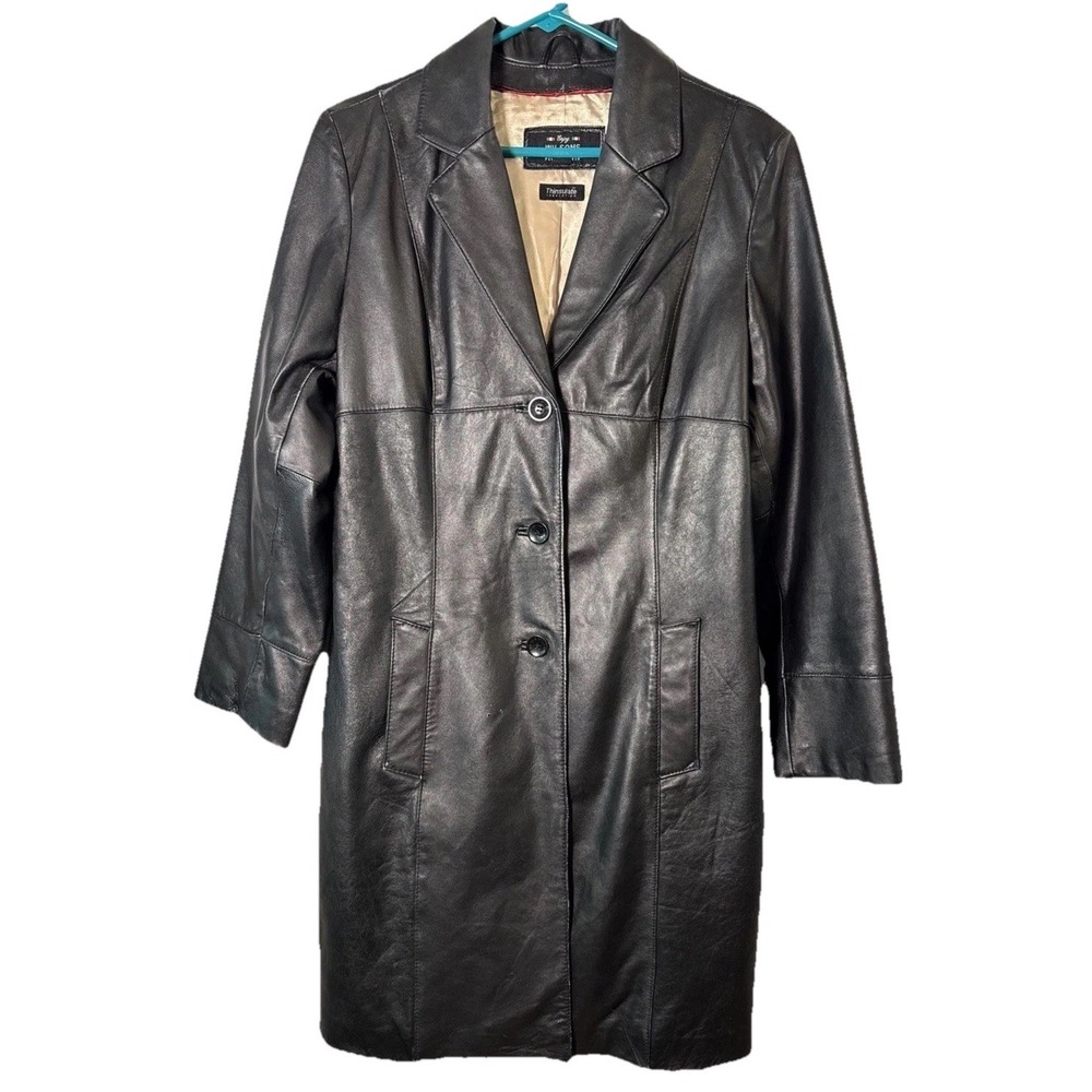 Wilsons Leather Pelle Studio Women's Black Leather Car Coat Thinsulate L Large